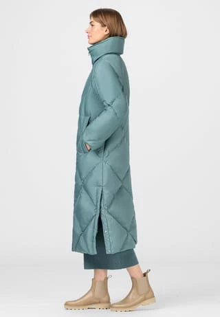 HALLHUBER Puffer-Daunenmantel Mit Seitlichen Druckknöpfen Und Water Repellent Finish Eucalyptus – Bild 4