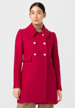 HALLHUBER Kurzmantel Aus Schwerem Schurwolle-Mix Mit Wappenknöpfen Poppy Red – Bild 2