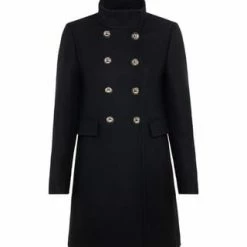 HALLHUBER Kurzmantel Aus Mulesing-freiem Schurwolle-Mix Im Military-Stil Black