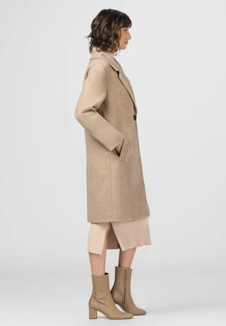 HALLHUBER Blazermantel Aus Recyceltem Wolle-Flanell Almond Melange – Bild 4