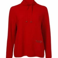 VIA APPIA -DUE- Pullover Sportiver Stehkragenpullover Aus Unifarbenem Stoff Rot