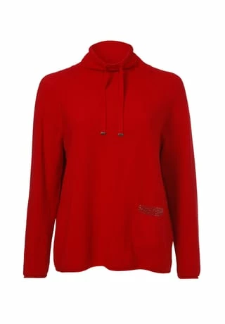 VIA APPIA -DUE- Pullover Sportiver Stehkragenpullover Aus Unifarbenem Stoff Rot