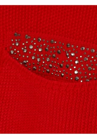 VIA APPIA -DUE- Pullover Sportiver Stehkragenpullover Aus Unifarbenem Stoff Rot – Bild 3