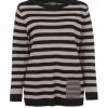 VIA APPIA -DUE- Pullover Modischer Pullover Mit Gestreiftem Allover-Muster Schwarz/ Toffee Mel.