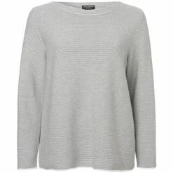 VIA APPIA -DUE- Pullover Dezenter Pullover Mit Gestreiftem Allover-Muster Grau Melange/ Ecru