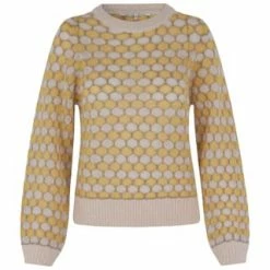 SECOND FEMALE Pullover, Rippbündchen, Grafik-Dessin, Für Damen RATTAN
