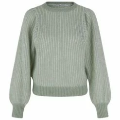 SECOND FEMALE Pullover, Rundhals, Streifen, Für Damen LAUREL GREEN