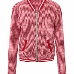 LO'X LOOXENT Strickjacke Cardigan Rot/ Weiß