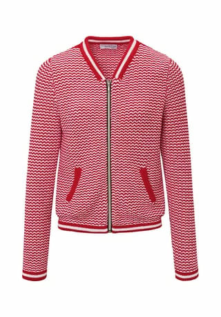 LO'X LOOXENT Strickjacke Cardigan Rot/ Weiß