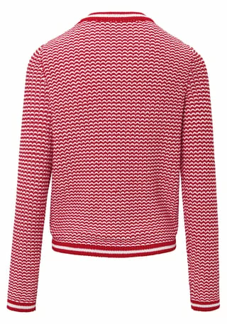 LO'X LOOXENT Strickjacke Cardigan Rot/ Weiß – Bild 2
