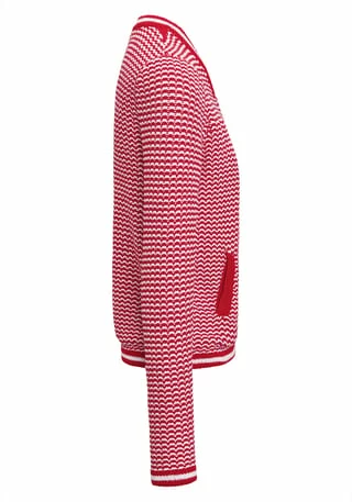 LO'X LOOXENT Strickjacke Cardigan Rot/ Weiß – Bild 4