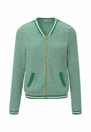 LO'X LOOXENT Strickjacke Cardigan Grün/ Weiß