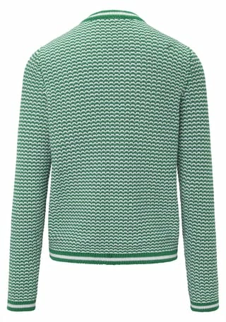 LO'X LOOXENT Strickjacke Cardigan Grün/ Weiß – Bild 2