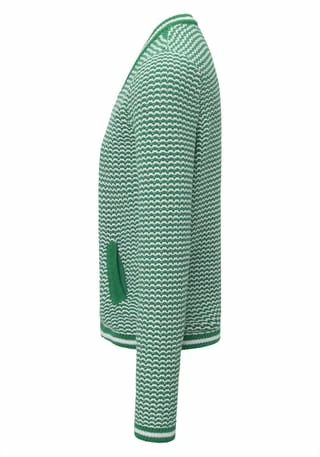 LO'X LOOXENT Strickjacke Cardigan Grün/ Weiß – Bild 3