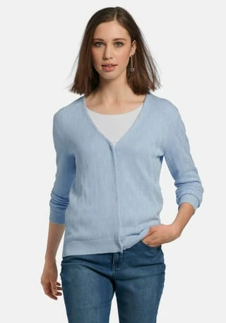 Peter Hahn Strickjacke Cotton Hellblau – Bild 2