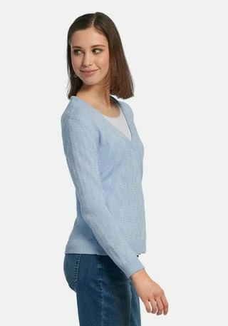 Peter Hahn Strickjacke Cotton Hellblau – Bild 5