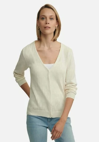 Peter Hahn Strickjacke Cotton Ecru – Bild 2