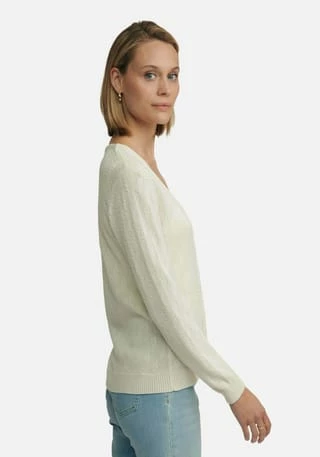 Peter Hahn Strickjacke Cotton Ecru – Bild 5