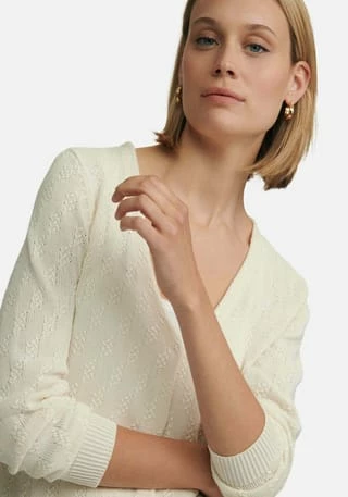 Peter Hahn Strickjacke Cotton Ecru – Bild 6