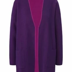 Peter Hahn Strickjacke New Wool Dunkelviolett/ Pink