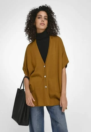 Peter Hahn Strickweste New Wool Ocker – Bild 2