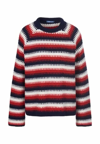 DAY.LIKE Pullover Wool Marine/rot/multicolor