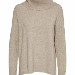 VERO MODA® Pullover, Weiter Rollkragen, Uni, Für Damen Beige