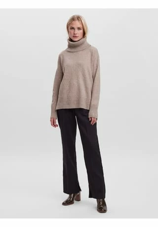 VERO MODA® Pullover, Weiter Rollkragen, Uni, Für Damen Beige – Bild 2