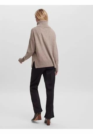 VERO MODA® Pullover, Weiter Rollkragen, Uni, Für Damen Beige – Bild 5