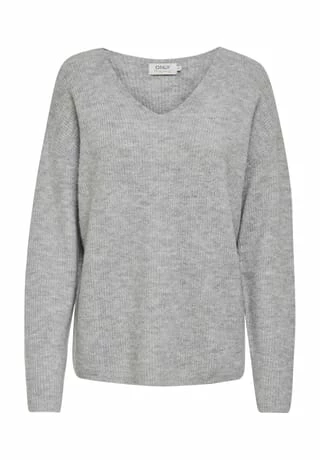 ONLY® Strickpullover, V-Ausschnitt, überschnittene Schultern, Für Damen 179073 LIGHT GREY