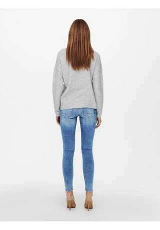 ONLY® Strickpullover, V-Ausschnitt, überschnittene Schultern, Für Damen 179073 LIGHT GREY – Bild 4