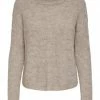 ONLY® Strickpullover, Rundhals-Ausschnitt, Langarm, Gerader Schnitt, Strickmuster, Für Damen Hellbraun