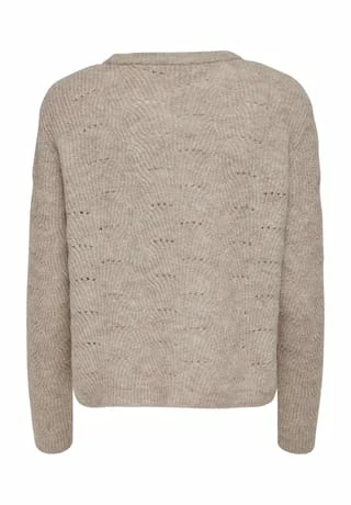 ONLY® Strickpullover, Rundhals-Ausschnitt, Langarm, Gerader Schnitt, Strickmuster, Für Damen Hellbraun – Bild 2