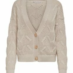 ONLY® Strickjacke, Knöpfe, V-Ausschnitt, Für Damen PUMICE STONE