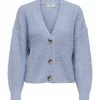 ONLY® Strickjacke, V-Ausschnitt, Knopfleiste, Für Damen Hellblau