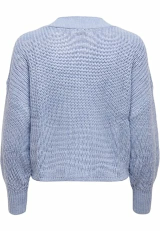 ONLY® Strickjacke, V-Ausschnitt, Knopfleiste, Für Damen Hellblau – Bild 2