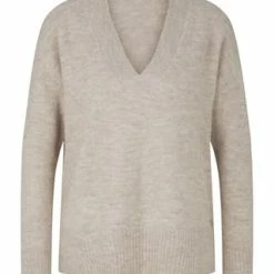DENIM TOM TAILOR Pullover, V-Ausschnitt, Melange, Für Damen 30224 CLOUD GREY