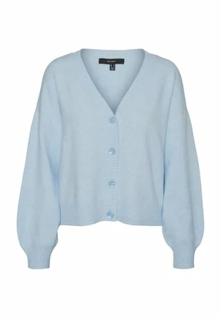 VERO MODA® Strickjacke, Cropped, V-Ausschnitt, Rippbündchen, Für Damen 194540001 BLUE BE