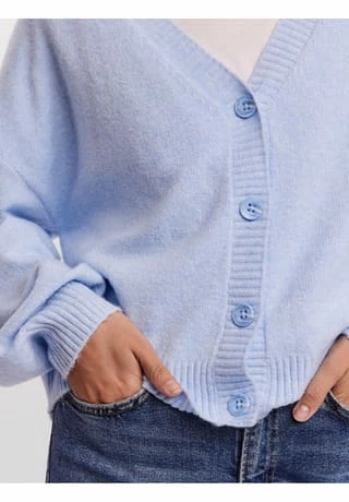 VERO MODA® Strickjacke, Cropped, V-Ausschnitt, Rippbündchen, Für Damen 194540001 BLUE BE – Bild 3