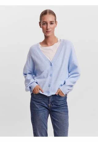 VERO MODA® Strickjacke, Cropped, V-Ausschnitt, Rippbündchen, Für Damen 194540001 BLUE BE – Bild 4