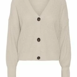 VERO MODA® Strickjacke, V-Ausschnitt, Knopfleiste, Für Damen Birke