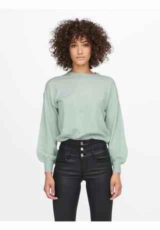 ONLY® Pullover, Rundhals,-Ausschnitt, Rippbündchen, Uni, Für Damen Surf – Bild 3