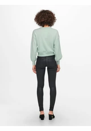 ONLY® Pullover, Rundhals,-Ausschnitt, Rippbündchen, Uni, Für Damen Surf – Bild 4