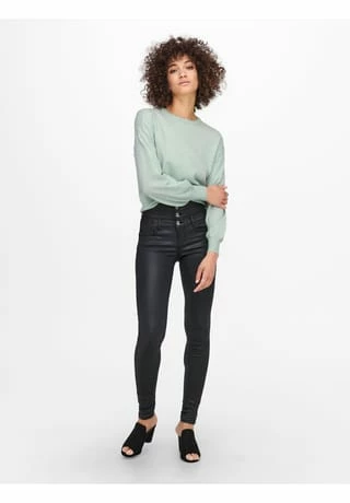 ONLY® Pullover, Rundhals,-Ausschnitt, Rippbündchen, Uni, Für Damen Surf – Bild 5