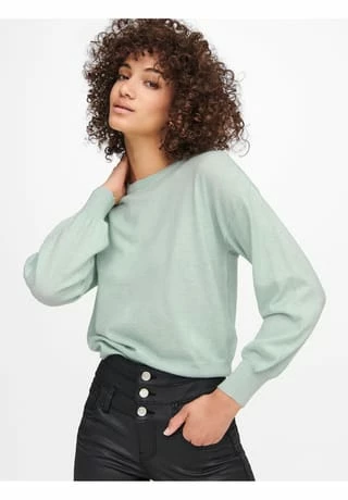 ONLY® Pullover, Rundhals,-Ausschnitt, Rippbündchen, Uni, Für Damen Surf – Bild 6