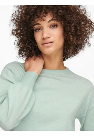 ONLY® Pullover, Rundhals,-Ausschnitt, Rippbündchen, Uni, Für Damen Surf – Bild 7