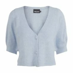 PIECES Strickjacke, Kurzarm, Knopfleiste, Uni, Puffärmel, Für Damen 198185 KENTUCKY B