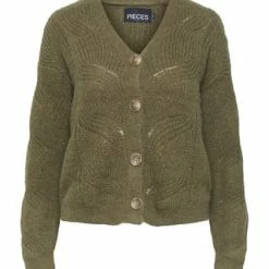 PIECES Stickjacke, Knopfleiste, Für Damen 191964 DARK OLIVE