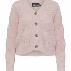 PIECES Stickjacke, Knopfleiste, Für Damen 221090 ROSE CLOUD