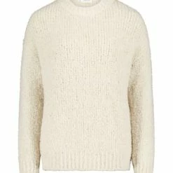 Cartoon Strickpullover Unifarben Rohweiß